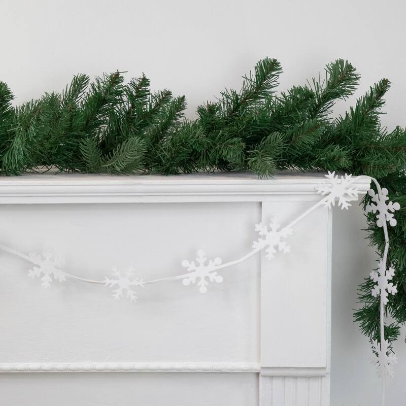 4' White Felt Winter Snowflake Garland