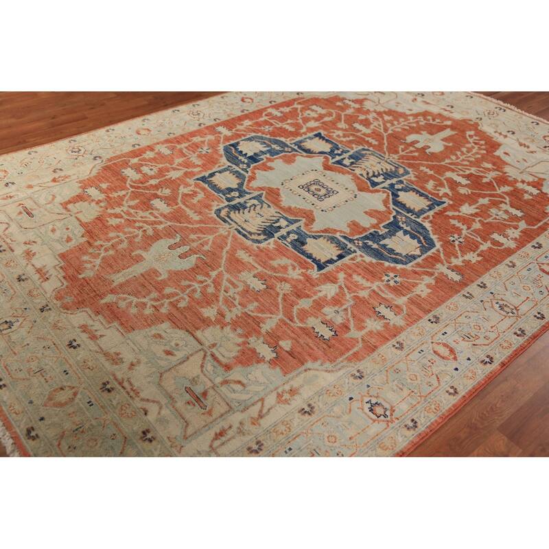 Vegetable Dye Heriz Serapi Oriental Area Rug Handmade Wool Carpet - 7'0"x 10'0"