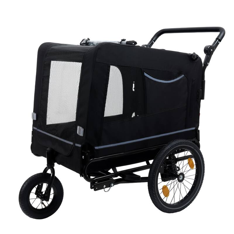 2-In-1 Bike Trailer & Push Cart For Pets-All-Terrain Wheels,Quick Release Wheel,Internal Leash,Holds Pets Up To 88 Lbs