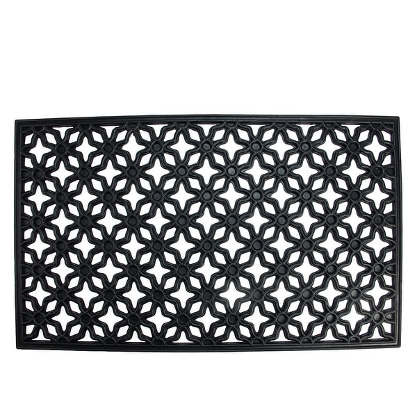 Black Elegant Quatrefoil Design Rectangular Doormat 17" x 29" - N/A
