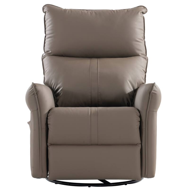 PU Rocking Recliner Chair, 360 Swivel Nursery Rocking Chair, Rocking Swivel Recliner Chair for Bedroom, Side Pocket