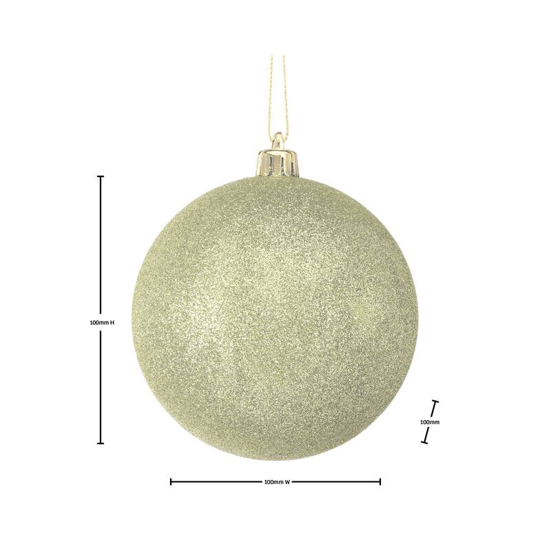 100mm Shatterproof Plastic Glitter Ball Set of 2