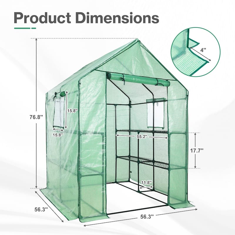 Aoodor Walk-in Greenhouse with 4 Shelves