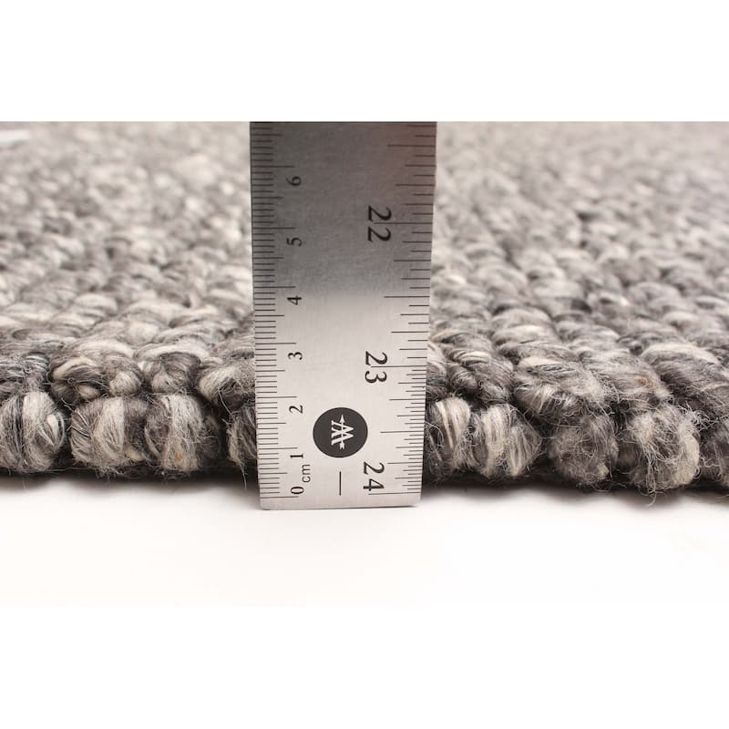 ECARPETGALLERY Braid weave Sienna Dark Grey Wool Rug - 5'3 x 7'5