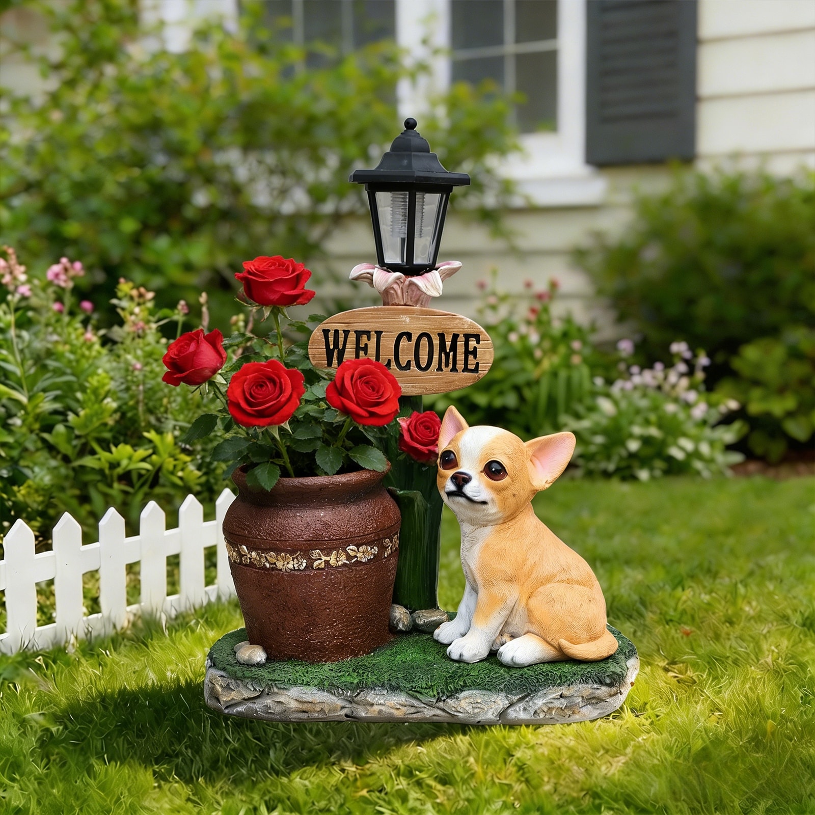 Sitting Corgi Dog Planter Outdoor Decor Garden Statue, Weather-Resistant