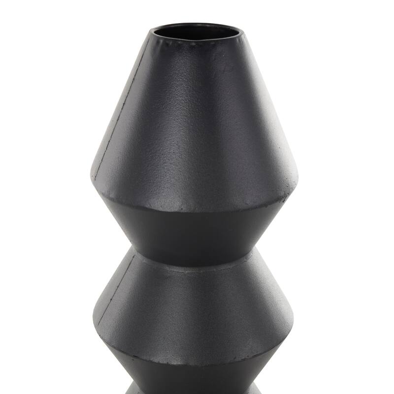 Black Metal Art Deco Fluted Decorative Vase