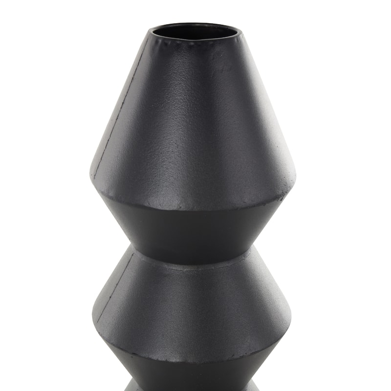 Metal Art Deco Fluted Vase - Black - Roche River Decor