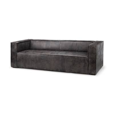 Stinson Dark Gray Genuine Leather Wrapped Sofa