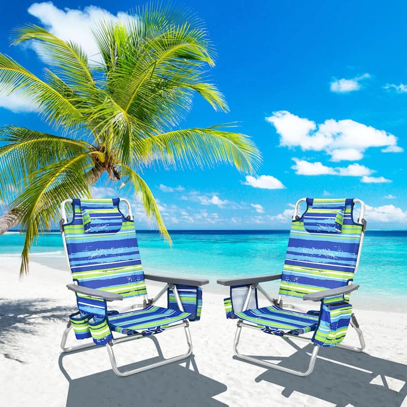 Costway 4-Pack Folding Backpack Beach Chair 5-Position Outdoor - See Details