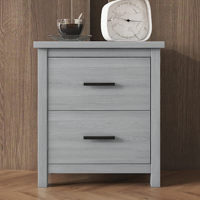 Vintage Two Drawer Bedside Table, Wooden Original Texture Nightstand with Large Storage Space for Bedroom Livingroom