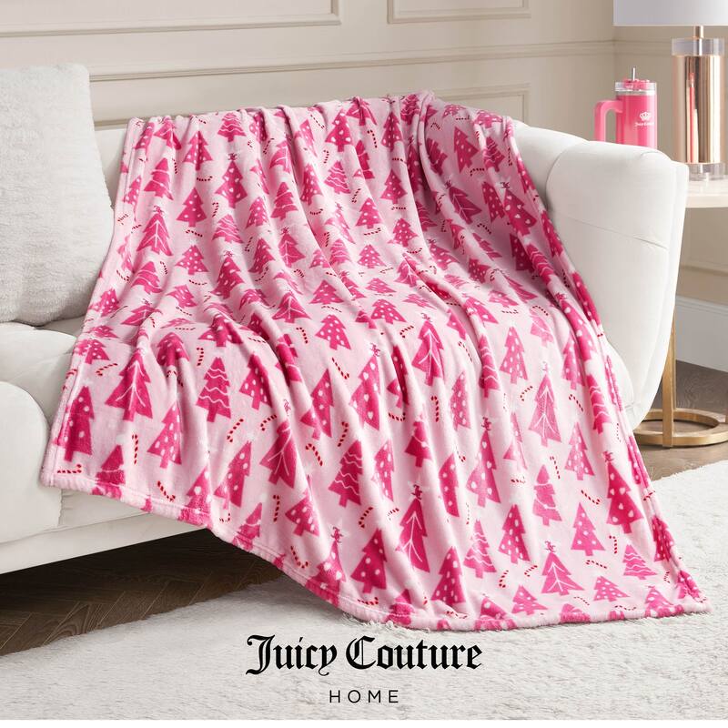 Juicy Couture Holiday Plush Throw Blankets