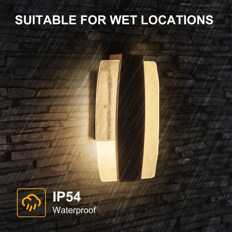 Modern 1-Light Integrated LED 3000K Warm Light Outdoor Wall Sconce with Seeded Glass