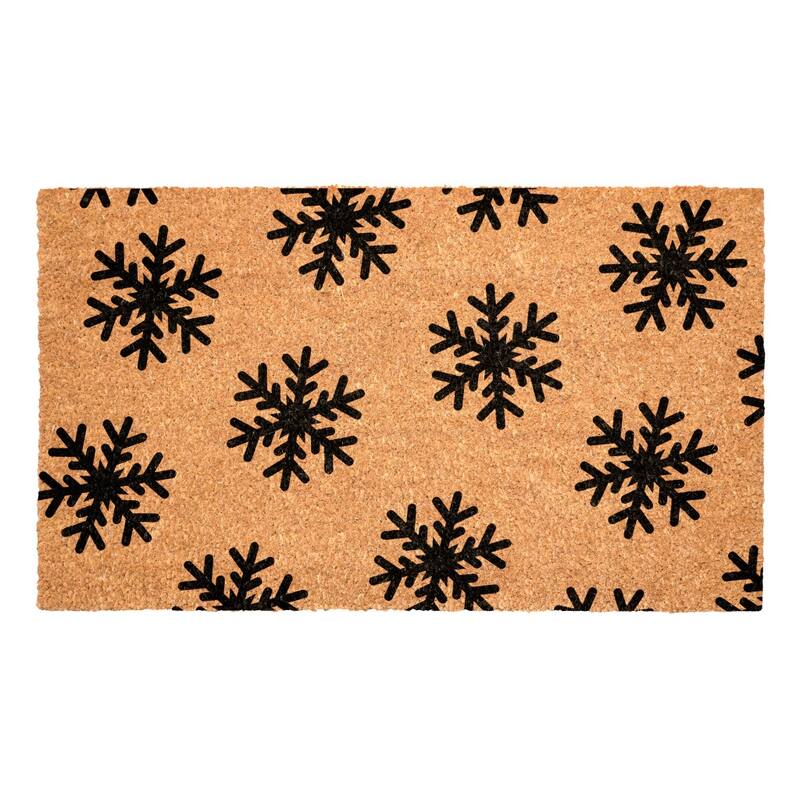 HomeRoots 24" X 36" Brown And Black Christmas Snowflake Outdoor Coir Door Mat - 24.00' X '36.00