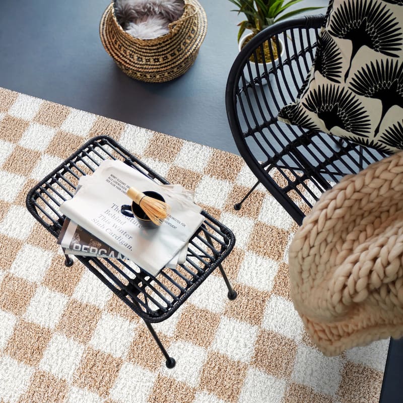 Block Shag Rug - Great for Living Room, Bedroom, or Entryway - Medium Pile, Easy to Clean - Anthracite Dark Gray