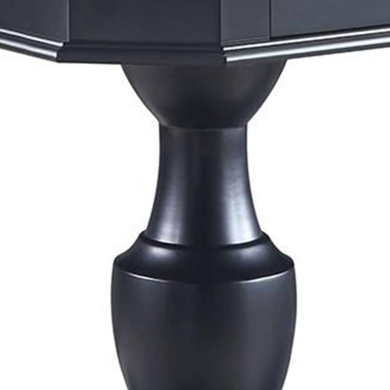 Susy 28 Inch Wood Reversible Board Game Table with Pedestal Stand, Black