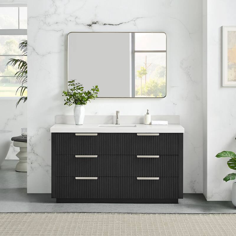 Santarem Single Vanity with Pure White Quartz Stone Top without Mirror