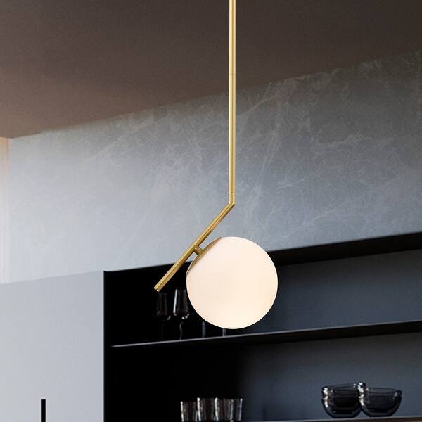 Gold Mid Century Modern Pendant Light White Glass Globe Chandeliers