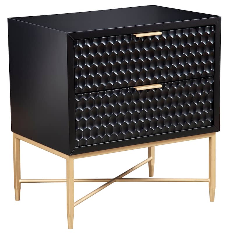 Origins by Alpine Black Pearl Wood 2-drawer Nightstand
