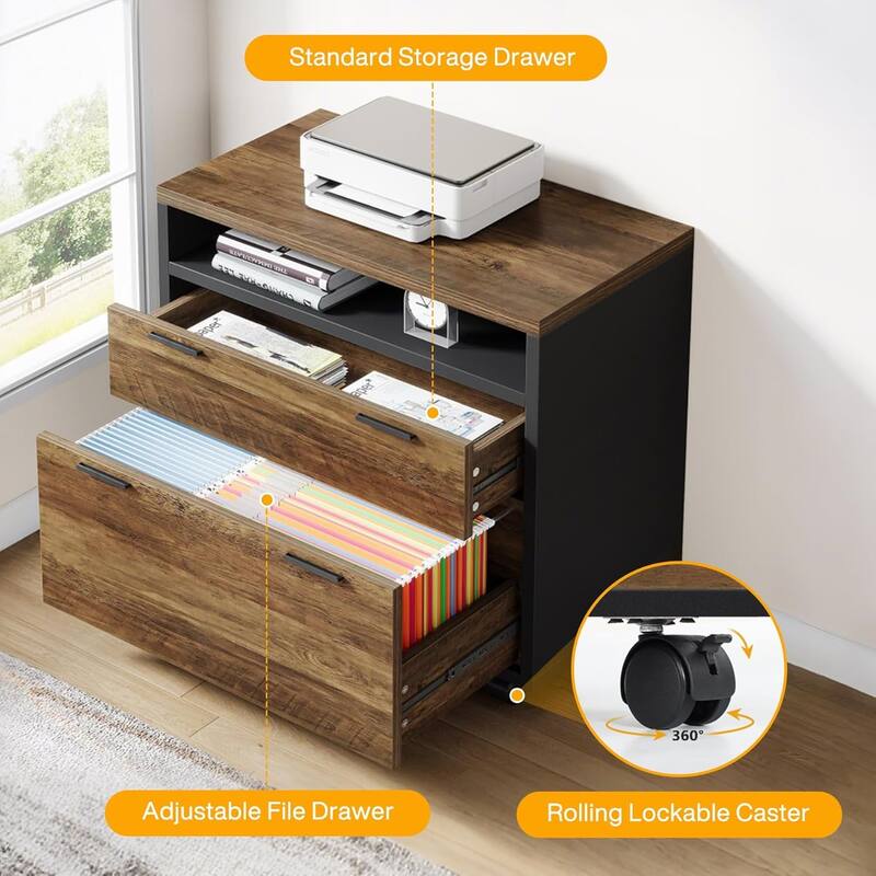 Rustic Wood L Shaped Desk Executive Desk with Drawers