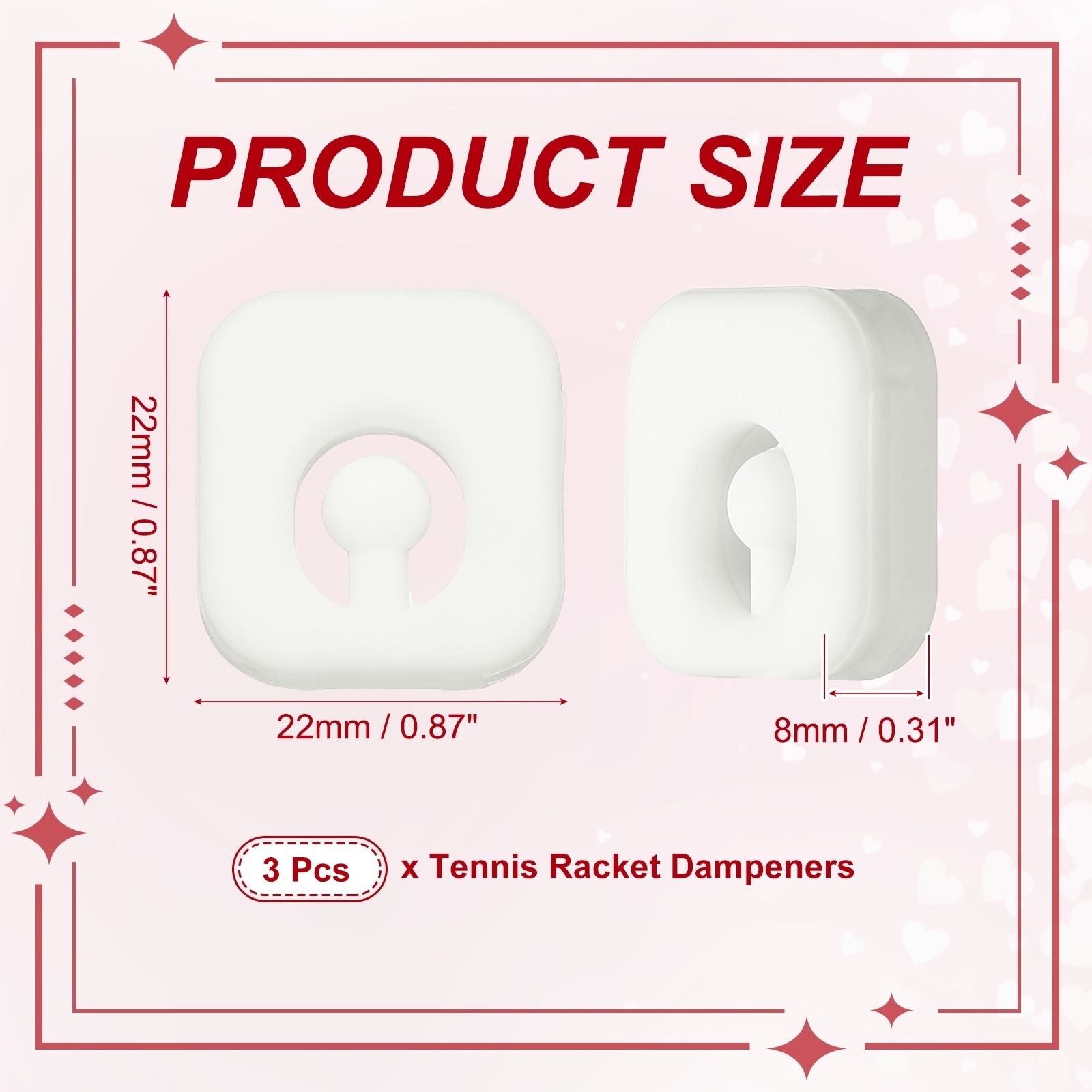 Tennis Racket Dampener, Cute Vibration Dampener Shock Absorber Funny Tennis Soft Silicone Accessory Square