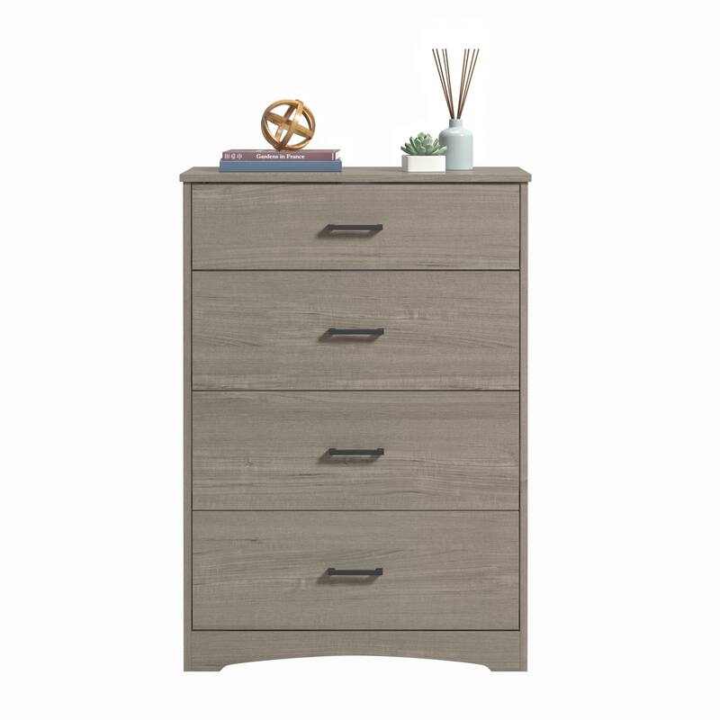 Wood 4-Drawer Chest with Large Drawers, Brown