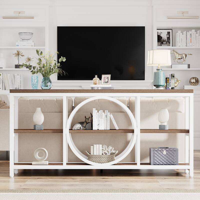 70.9 Inches Extra Long Sofa Tables, Wood Console Table with 3 Tiers Shelves - 11.75" * 70.9"