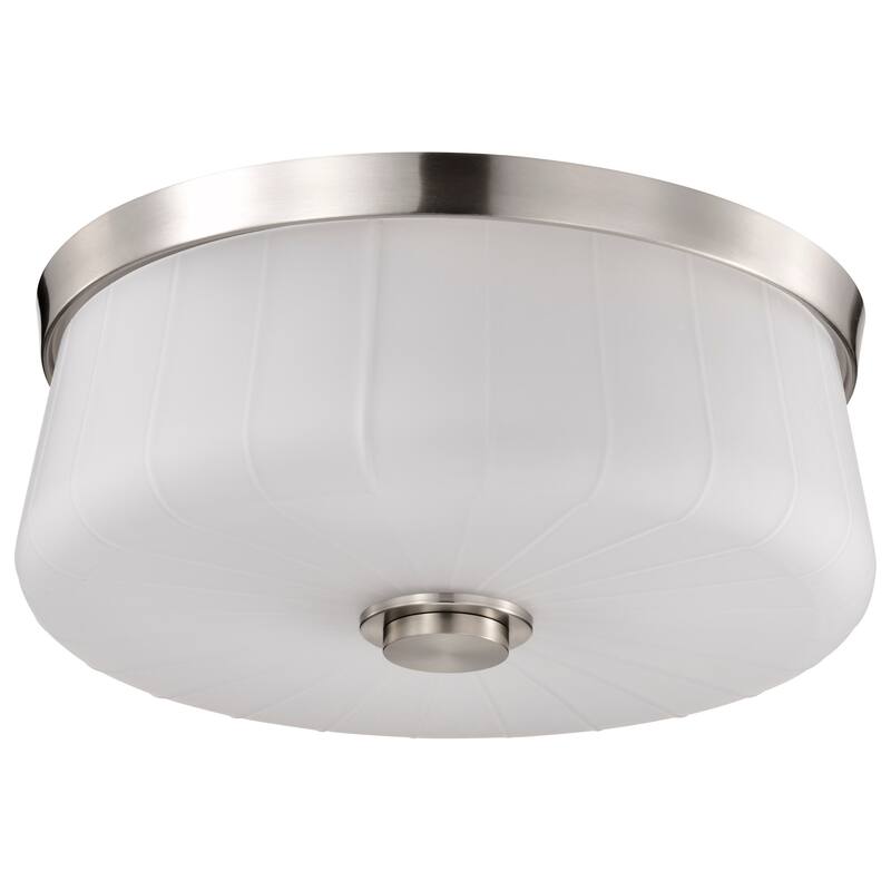Lune 3 Light Flush Mount Brushed Nickel Finish Etched White Glass - Brushed Nickel