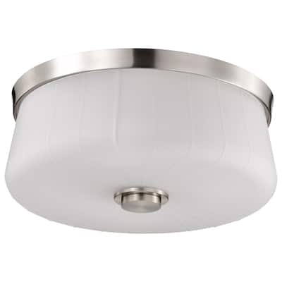 Lune 3 Light Flush Mount Brushed Nickel Finish Etched White Glass - Brushed Nickel