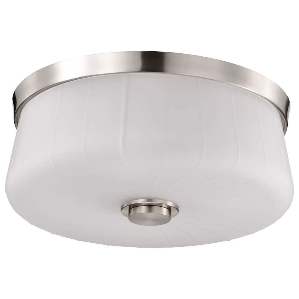 Lune 3 Light Flush Mount Brushed Nickel Finish Etched White Glass - Brushed Nickel