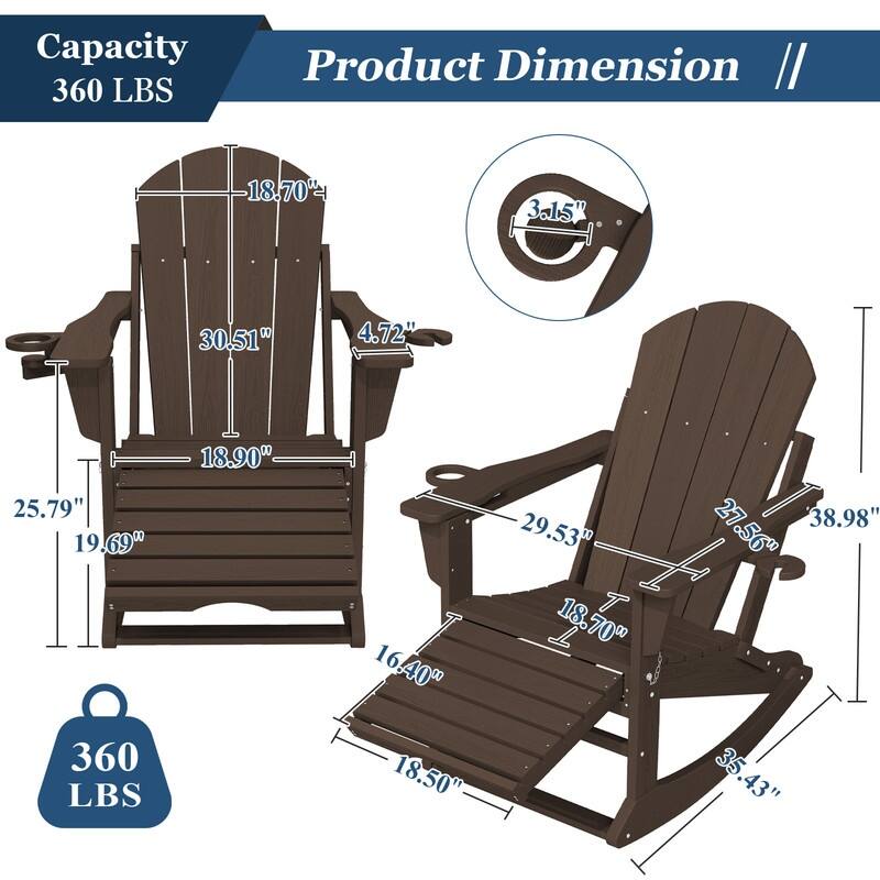 Foldable Outdoor Rocking Chair – Removable Wheels, Ergonomic & Weatherproof