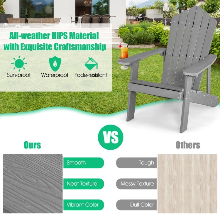 Weather Resistant HIPS Outdoor Adirondack Chair with Cup Holder - 33.4" x 30" x 37"