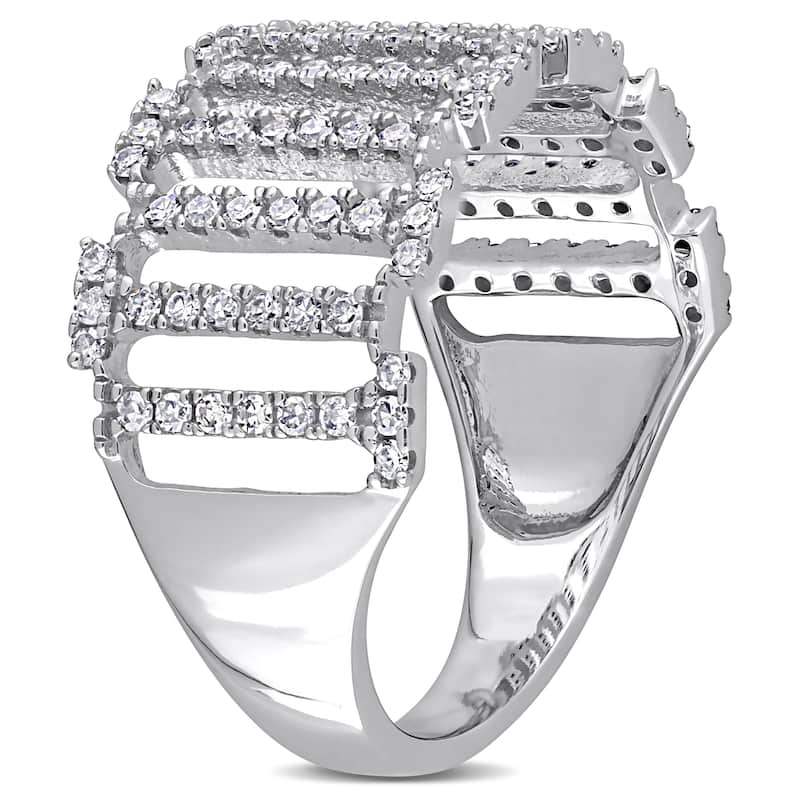 Miadora 1/2ct TDW Diamond Openwork Crossover Band Ring in 14k White Gold