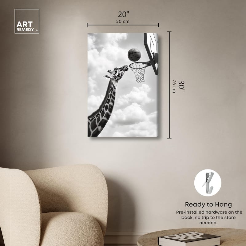 Giraffe Hoops Canvas by Art Remedy, Gallery Wrapped