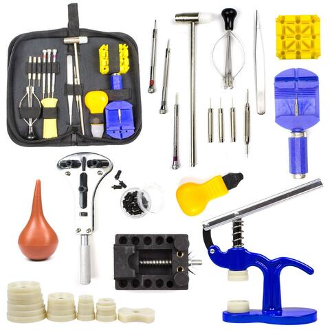 Watch Repair Tool Kit Case Opener Link Remover Spring Bar Hammer w/Carrying Case
