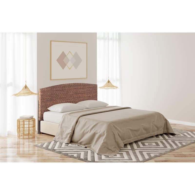 Nusa Woven Banana Leaf Headboard - Mahogany - King