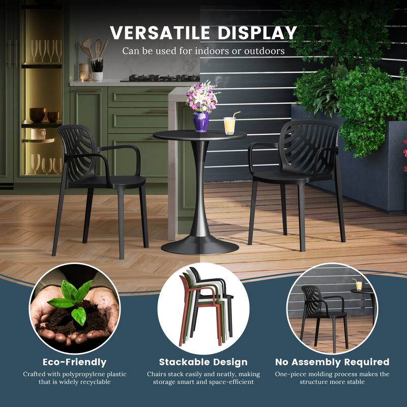 Frond and Form Outdoor Patio Stacking Dining Armchair (Set of 2)