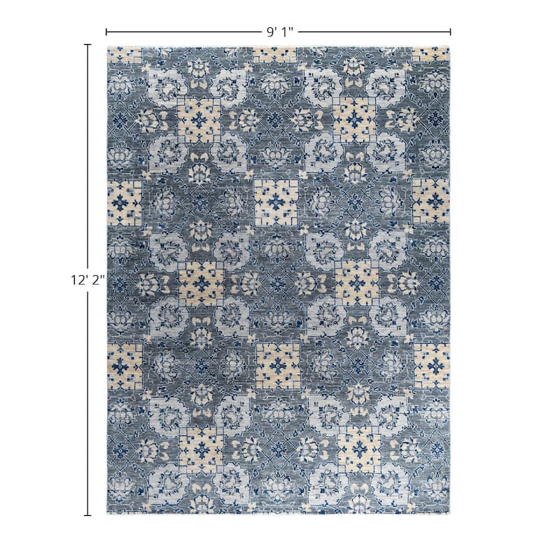 Modern One-of-a-Kind Handmade Area Rug - Gray, 9' 1" x 12' 2" - 9' 1" x 12' 2"