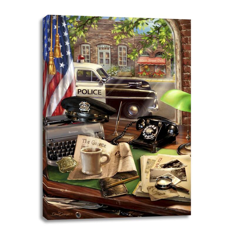 Black White Law Enforcement Canvas Rectangular Wall Art Decor 10"x14"