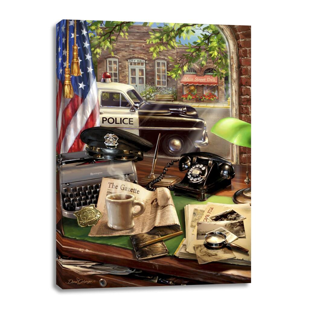 Black White Law Enforcement Canvas Rectangular Wall Art Decor 18"x24"