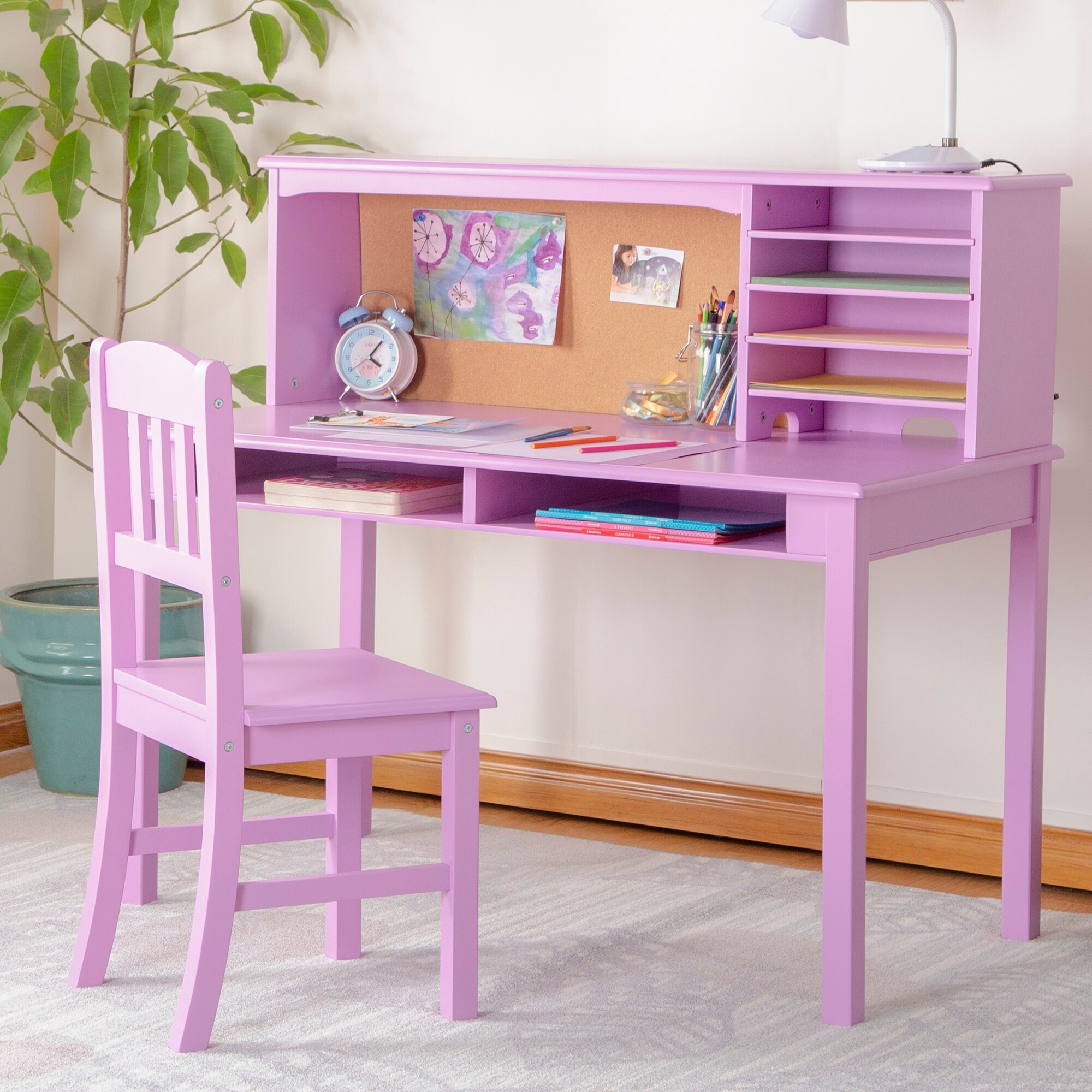 Guidecraft Kids' Media Desk and Chair Set Lavender