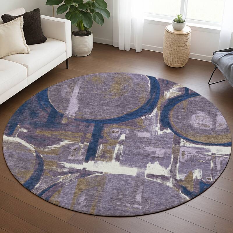 Machine Washable Indoor/ Outdoor Modern Erie Chantille Rug