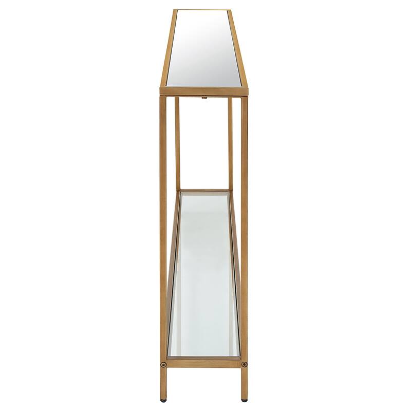 Copper Grove Metal and Tempered Glass Narrow Console Table