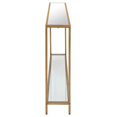Copper Grove Metal and Tempered Glass Narrow Console Table