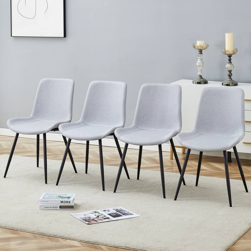 Modern Kitchen Chairs Set of 4 Linen Dining Chair with Metal Legs Wider Seats Quick Assembly Cafe Chairs