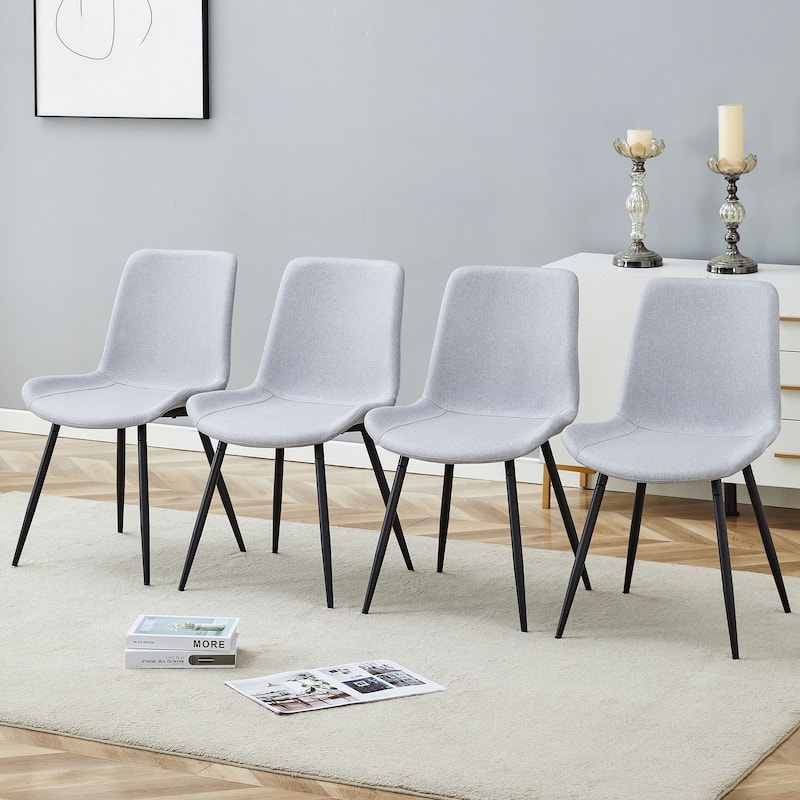 Set of 4 Artificial Leather Backrest Cushion Dining Chair Curved Widened Cushion Design for More Comfort