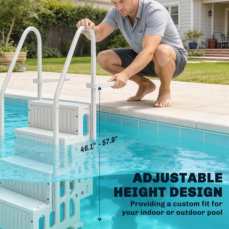 Outsunny 4-Step Swimming Pool Ladder, HDPE with Dual Handrails and Non-Slip Steps for Above Ground Pools