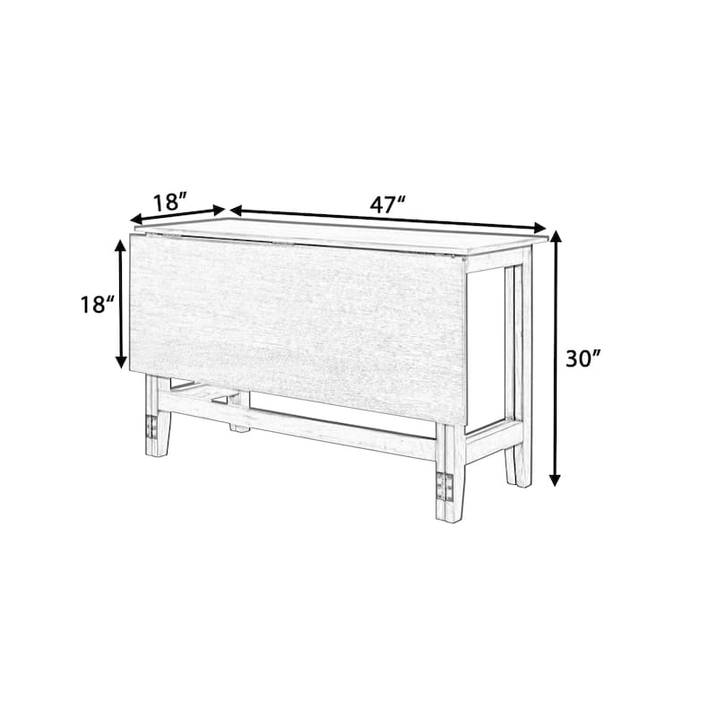 Farmhouse Extendable Dining Table with Drop Leaf, Solid Wood Expandable Table for Small Spaces, Kitchen and Dining Room