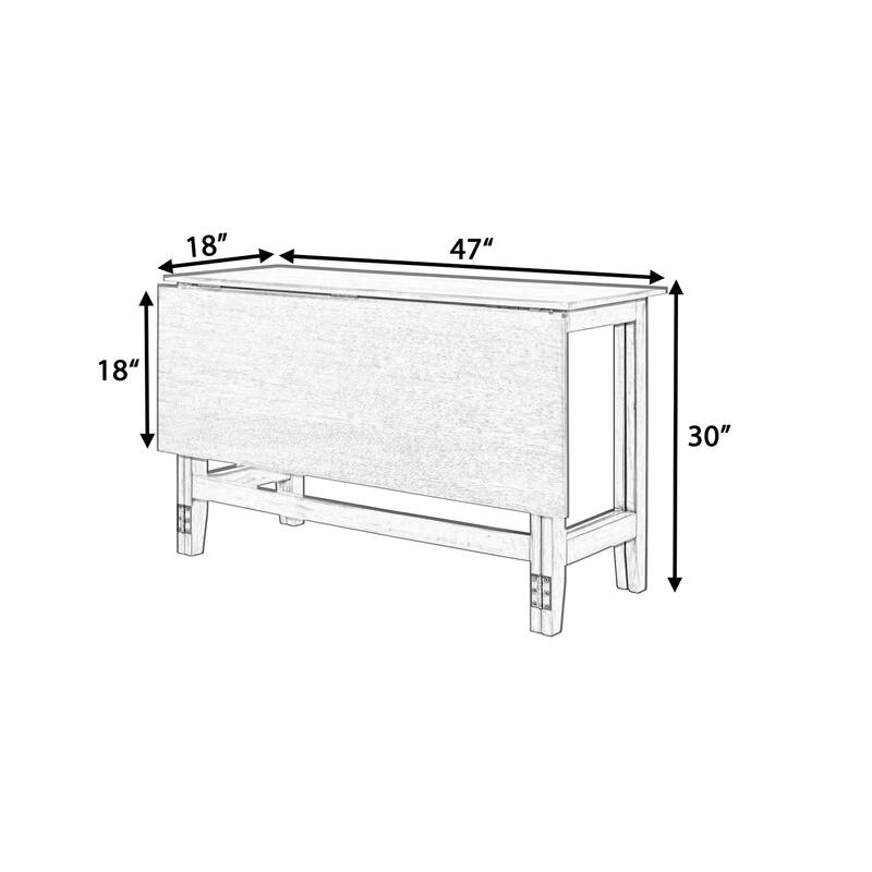 Farmhouse Wood Extendable Dining Table with Drop Leaf for Small Places