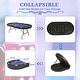 preview thumbnail 3 of 4, 10 Player Folding Poker Table 84" Casino Texas Holdem Blue Felt Surface Game Table with Stainless Steel Cup Holder