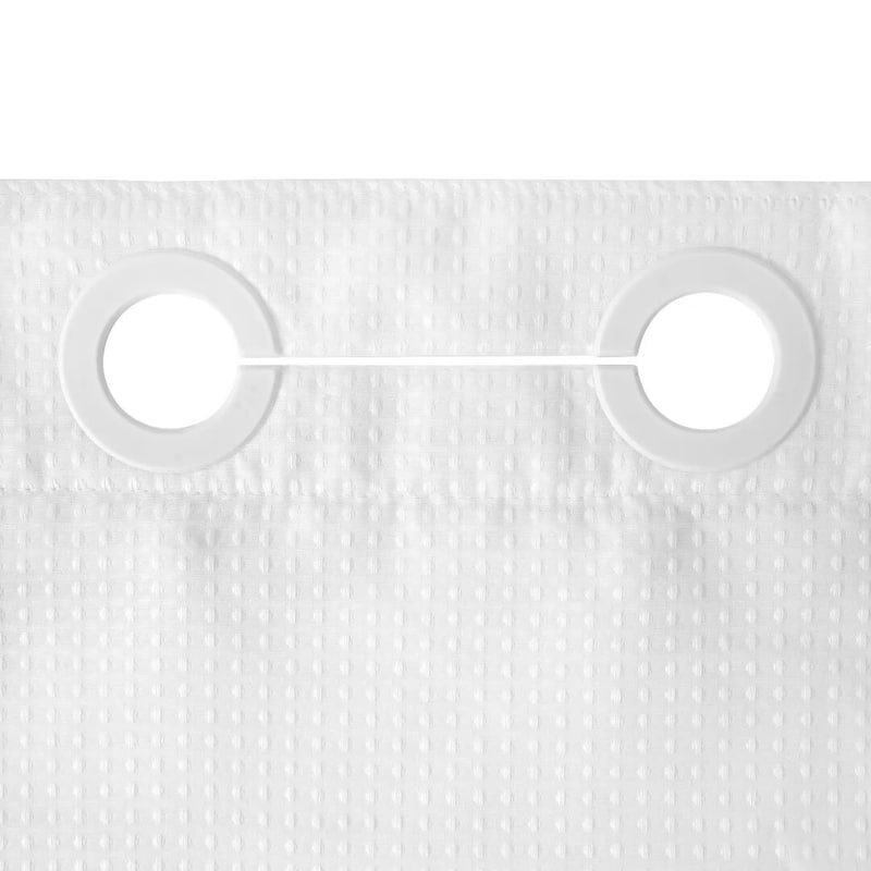 Waffle Weave Shower Curtain with Snap-liner No Hooks Needed